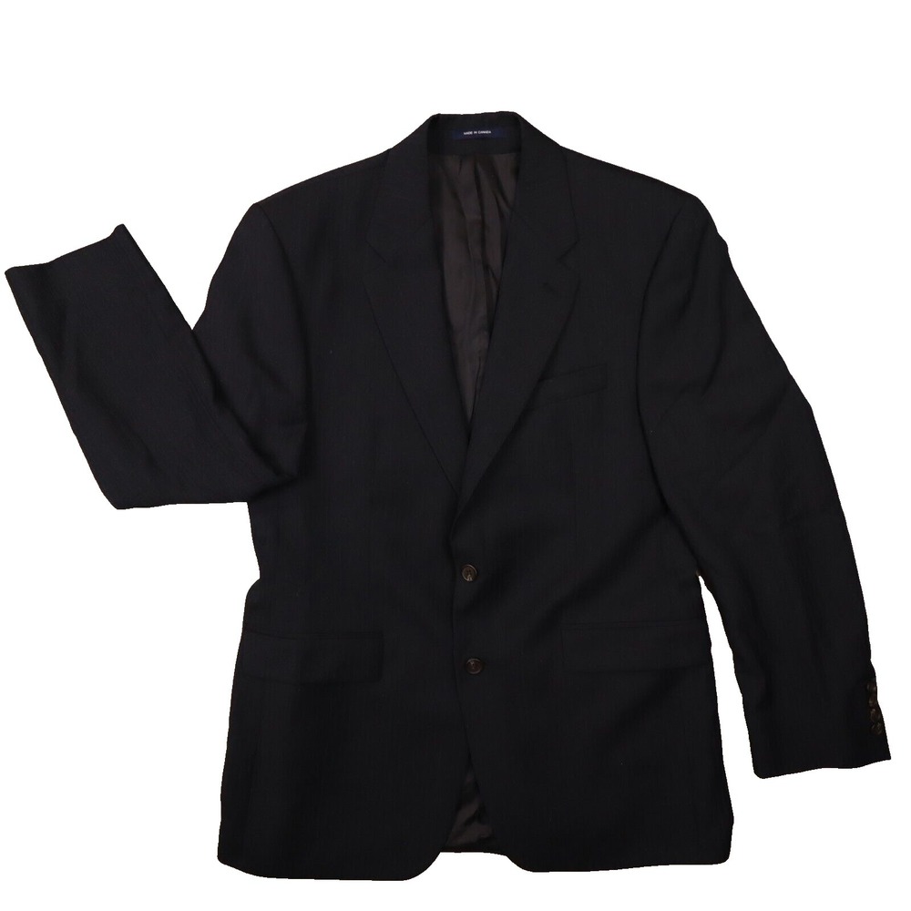 Chaps Ralph Lauren Vintage Men's 40R Navy Blue Herringbone Blazer Heritage‎ 90s